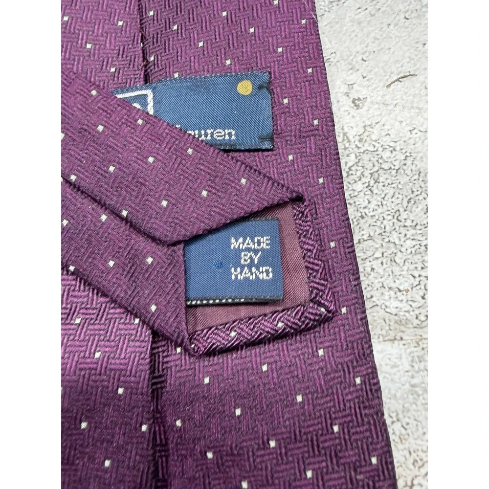Polo Ralph Lauren Necktie Men OS Purple Geometric Silk Hand Made USA